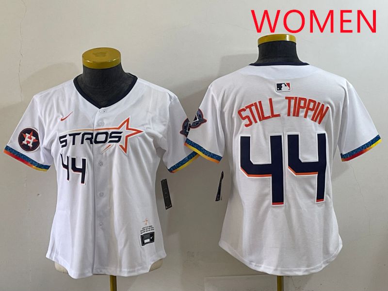 Women Houston Astros 44 Still Tippin White Four generations Joint Name 2025 Nike MLB Jersey style 7